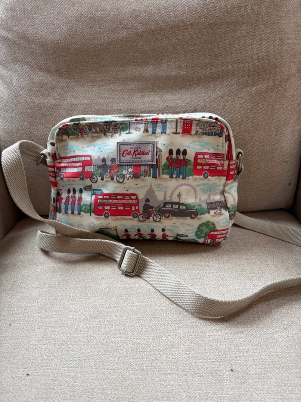 Cath Kidston Cream Crossbody Bag with Red London Print